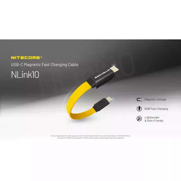 Nitecore NLink10 PD QC greito įkrovimo USB-C laidas su paauksuotomis magnetinėmis jungtimis