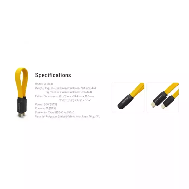 Nitecore NLink10 PD QC greito įkrovimo USB-C laidas su paauksuotomis magnetinėmis jungtimis