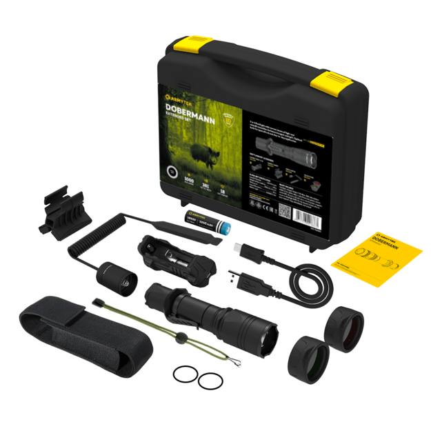 Armytek Dobermann 1000 liumenų 381 m atstumu šviečiantis medžioklinis rinkinys
