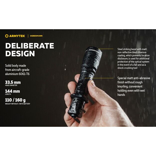 Armytek Dobermann 1000 liumenų 381 m atstumu šviečiantis medžioklinis rinkinys