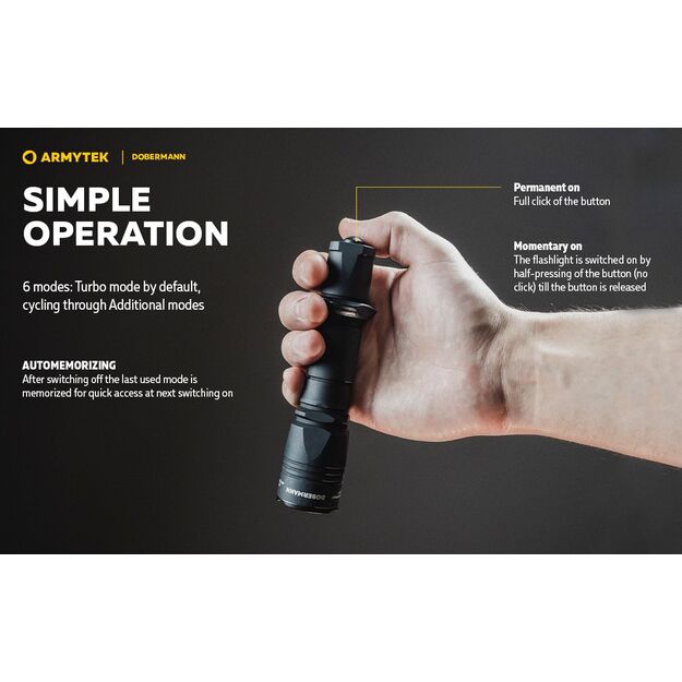 Armytek Dobermann 1000 liumenų 381 m atstumu šviečiantis medžioklinis rinkinys