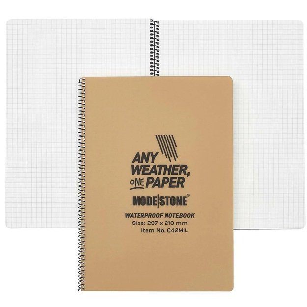 Modestone® A5 vandeniui atspari užrašinė 148x210mm 50 lapų C53 MIL Tan