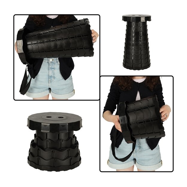 Turistinė sulankstoma taburetė JUODA KX4981_1