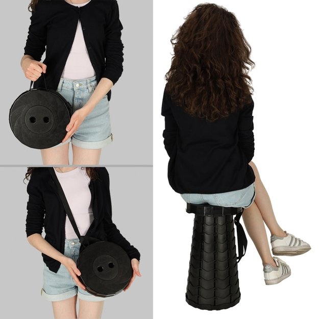 Turistinė sulankstoma taburetė JUODA KX4981_1