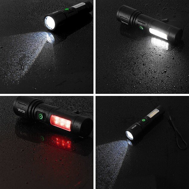 Vayox Įkraunamas taktinis žibintuvėlis 260lm 5W LED + SMD VA0181