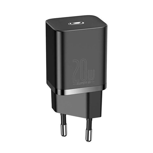 Baseus Super Si greitasis įkroviklis 1C 20W su USB-C laidu Lightning 1 m (juodas)