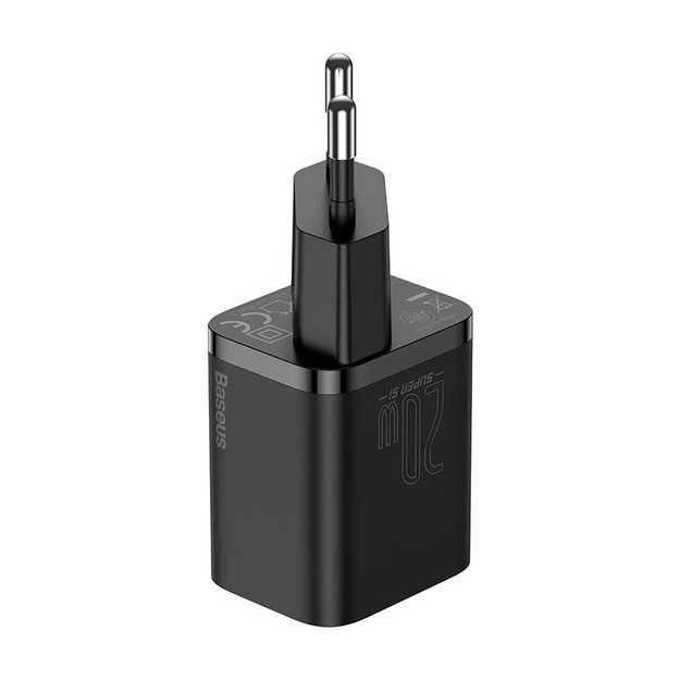 Baseus Super Si greitasis įkroviklis 1C 20W su USB-C laidu Lightning 1 m (juodas)