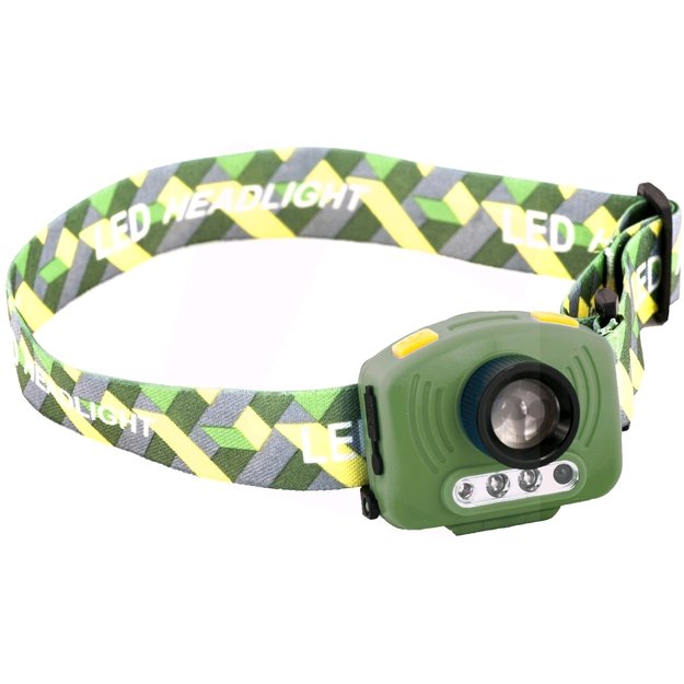 Žibintuvėlis ant galvos 3W su judesio davikliu