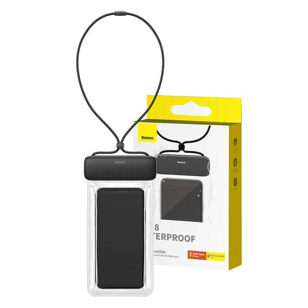 Vandeniui atsparus telefono dėklas Baseus AquaGlide (juodas)