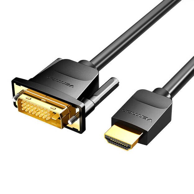 Kabeliai HDMI ir DVI (24+1) Vention ABFBJ 5m, 4K 60Hz/ 1080P 60Hz (Czarny)