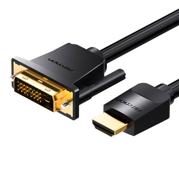 Kabeliai HDMI ir DVI (24+1) Vention ABFBJ 5m, 4K 60Hz/ 1080P 60Hz (Czarny)