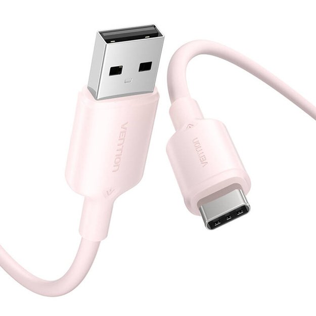 USB 2.0 A į USB-C 3A laidas Vention CTQPH 2M (rožinis)