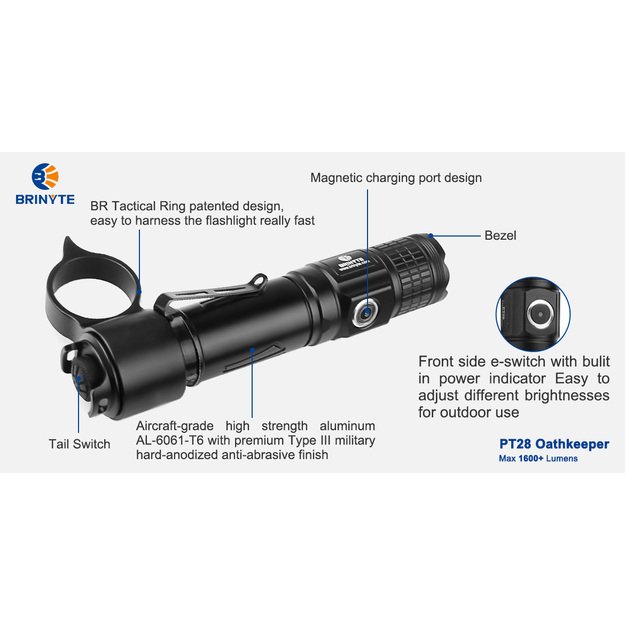 Brinyte PT28 Oathkeeper žibintuvėlis