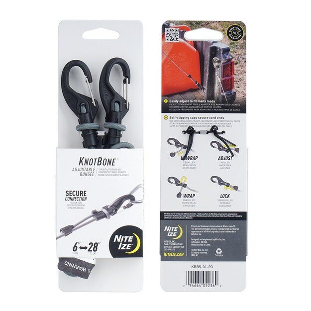 Nite Ize KnotBone reguliuojamas karabinas Bungee #5 KBB5-01-R3