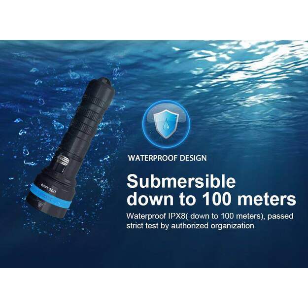 XTAR D06 1600lm žibintuvėlis nardymui, komplektas 