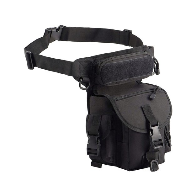 Taktinis krepšys ant kojos, juodas