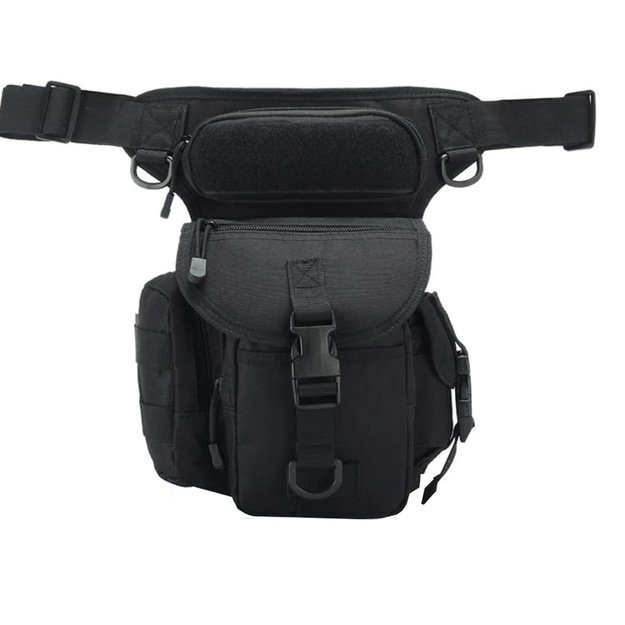 Taktinis krepšys ant kojos, juodas