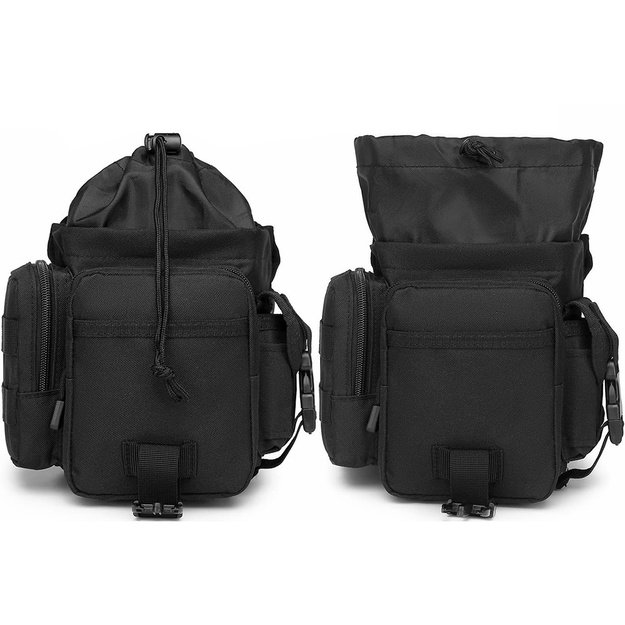 Taktinis krepšys ant kojos, juodas