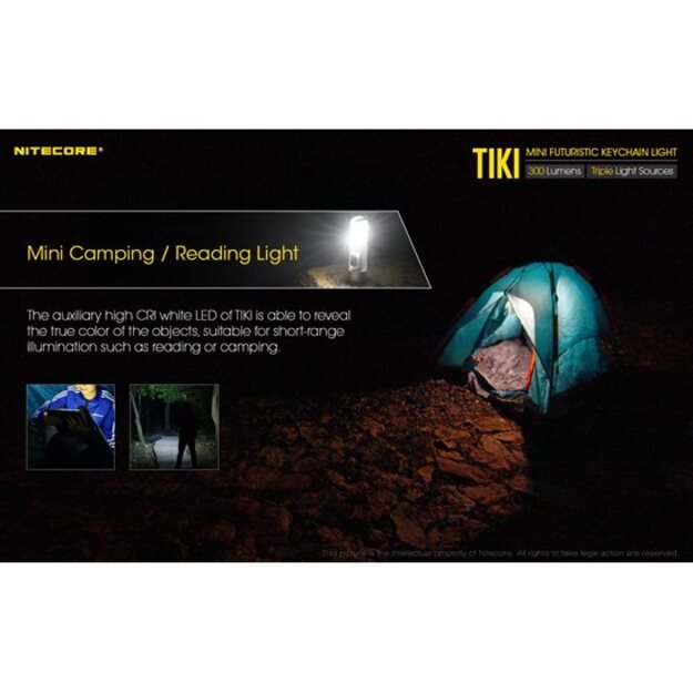 Nitecore TIKI įkraunamas LED raktų žibintuvėlis, 300 Lm + 365nm šviesa