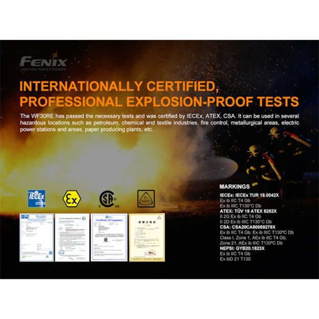 Ручной фонарь Fenix ​​для взрывоопасных сред 280лм WF30RE