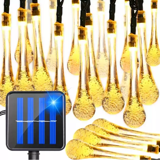 Solar-Powered String Lights with Hanging Bulbs, 4.5m Long