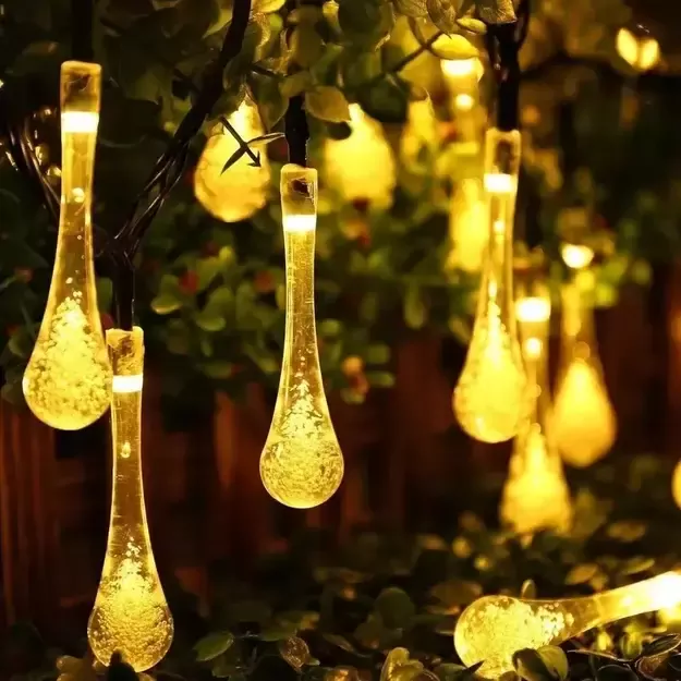 Solar-Powered String Lights with Hanging Bulbs, 4.5m Long