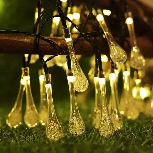 Solar-Powered String Lights with Hanging Bulbs, 4.5m Long