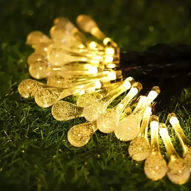 Solar-Powered String Lights with Hanging Bulbs, 4.5m Long