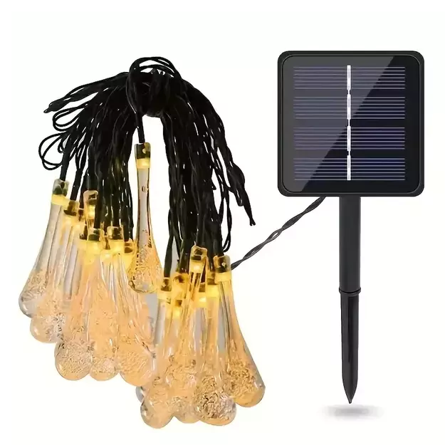 Solar-Powered String Lights with Hanging Bulbs, 4.5m Long