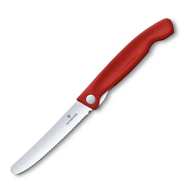 Victorinox sulankstomas virtuvinis peilis su dantyta geležte, raudonas 6.7831.FB