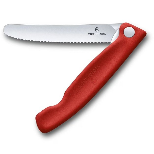 Victorinox sulankstomas virtuvinis peilis su dantyta geležte, raudonas 6.7831.FB