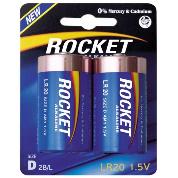 Rocket Alkaline D elementas, 2 vnt.