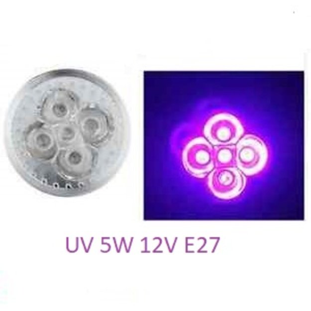 UV lempa 5W 12V E27 lizdas