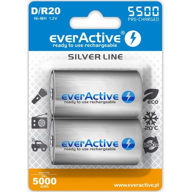 everActive Silver Line 5500mAh D rechargeable battery