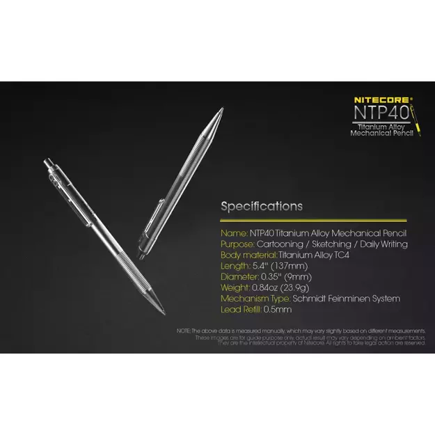 Механический карандаш Nitecore NTP40 Titanium