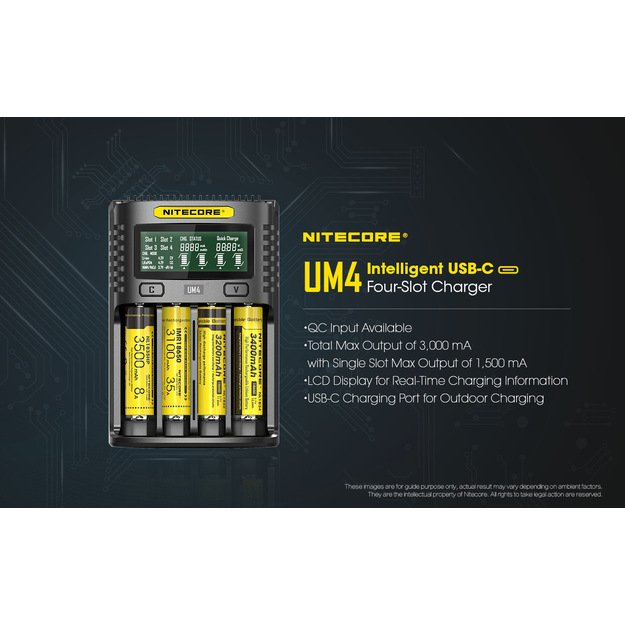 Nitecore UM4 USB įkroviklis