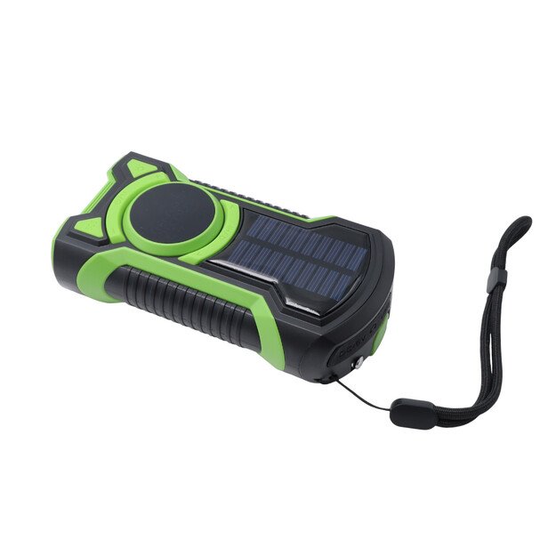 Avarinis radijas su dinama, žibintuvėliu, saulės baterija, 5000mAh talpa