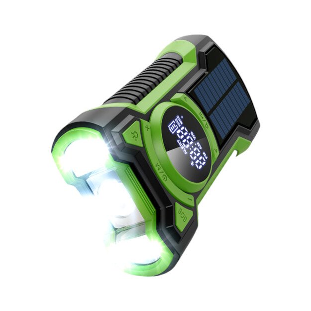 Avarinis radijas su dinama, žibintuvėliu, saulės baterija, 5000mAh talpa