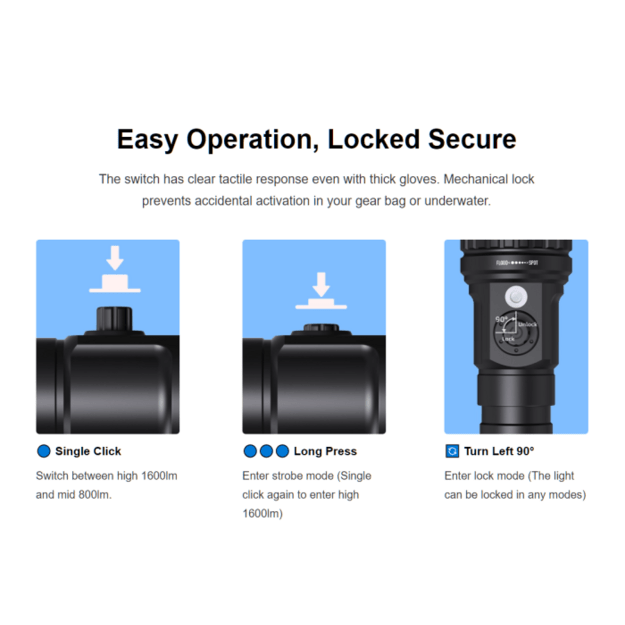 XTAR D40 Zoom žibintuvėlis nardymui 1600lm