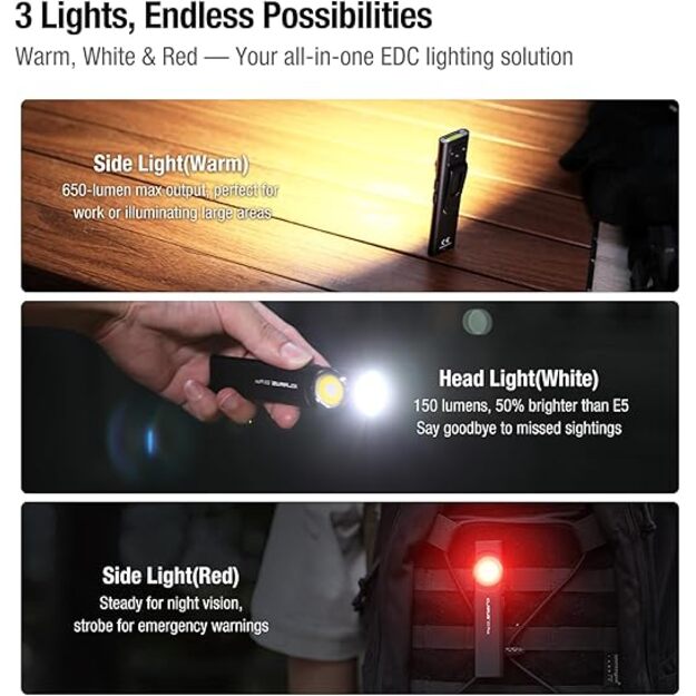 Магнитный EDC-фонарик KLARUS E5, бежевый