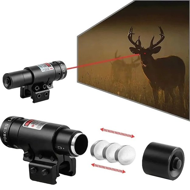 Lazerinis taikiklis 11-22 mm bėgeliams – oriniams šautuvams, ASG, raudonas taškas