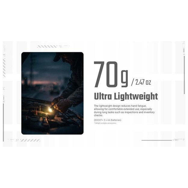 Nitecore EDC07 žibintuvėlis 1500lm, MCT, Sand