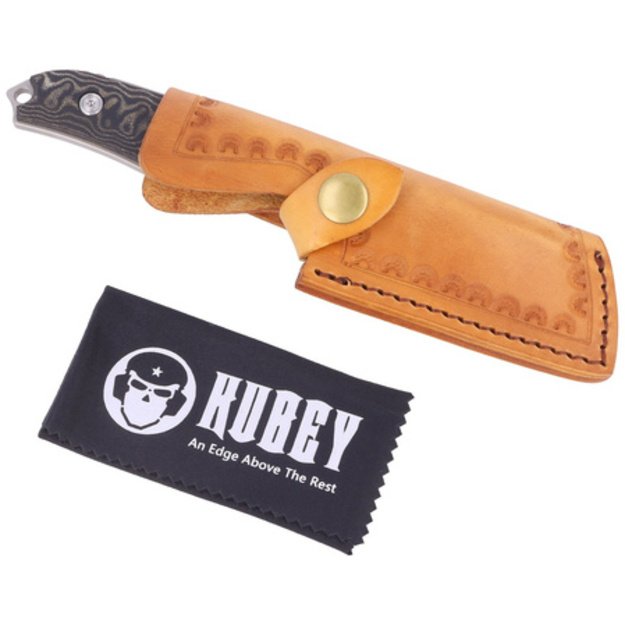 Kubey fixed knife Aiden, Black Micarta, Sand Blasted D2 by Damiano Dall'Amico (KU341A)
