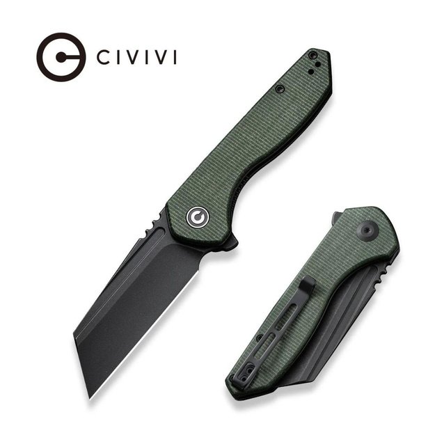 Civivi ExOne Green Canvas Micarta, Black Stonewashed Nitro-V by Brian Brown sulenkiamas peilis (C23036-3)