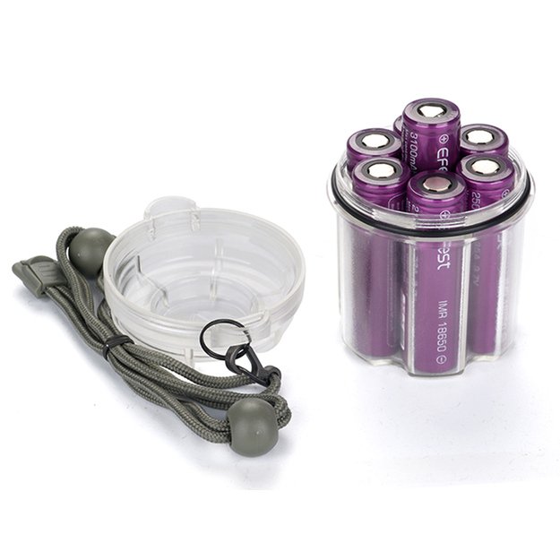 Waterproof storage box for 6x 18650 batteries