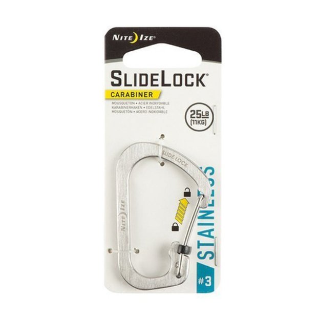 Nite Ize karabinas SlideLock Stainless Steel #3 Sidabrinis (CSL3-11-R6)