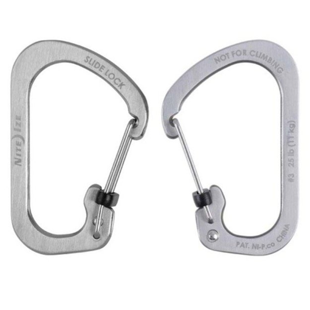 Nite Ize karabinas SlideLock Stainless Steel #3 Sidabrinis (CSL3-11-R6)