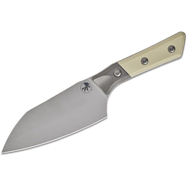 Microtech Santoku virtuvinis peilis 6" Titanium Bolster/Ivory G10, Stonewashed M390MK 3200B-10IV