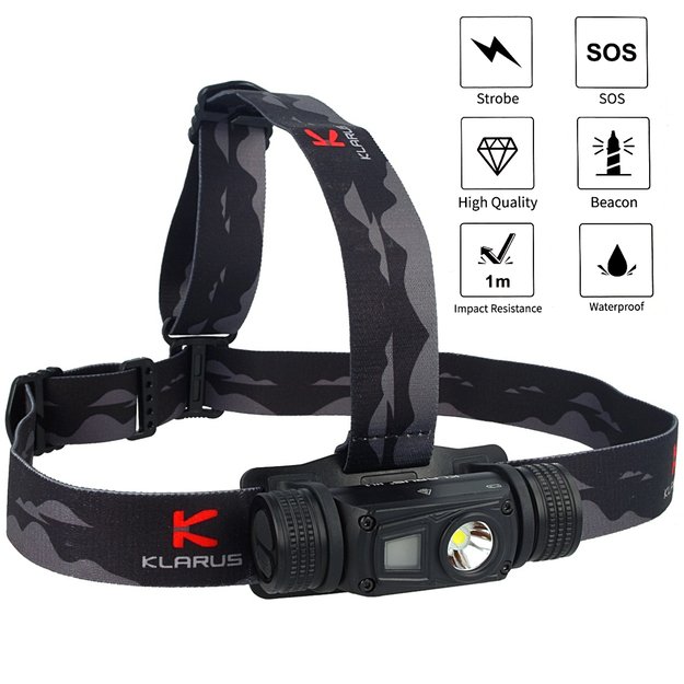 KLARUS HL1 prožektorius ant galvos 1200lm, 2600mAh, balta/raudona