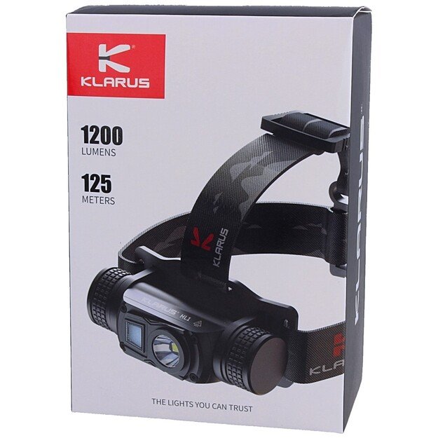 KLARUS HL1 prožektorius ant galvos 1200lm, 2600mAh, balta/raudona